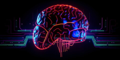 Digitale Illustration des menschlichen Gehirns - mit KI erstellt 