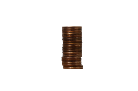 stack of coins on transparent background