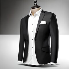 Blank BLACK AND WHITE BLAZER template for design mockup for print, isolated on white background