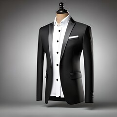 Blank BLACK AND WHITE BLAZER template for design mockup for print, isolated on white background