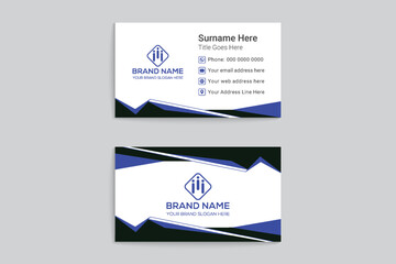 Elegant business card design with blue and black color