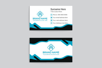 Elegant business card design with blue and black color