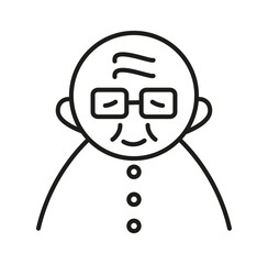Elderly people avatar icon in line style. Grandfather logo. Elderly care. Senior icon for web