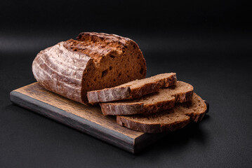Delicious fresh brown sourdough bread with grains