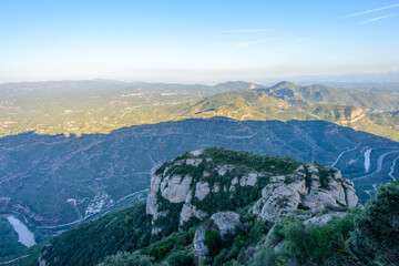 Fototapeta na wymiar High mountain with building and rocks to see Spain