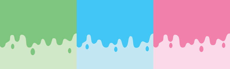 Paint dripping abstract design. Toffee flows melted horizontal splash. Color flow on light background.