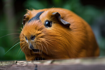 Portrait of red guinea pig. Close up. digital ai art