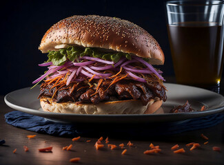 Barbecue pulled pork sandwiches with coleslaw created with Generative AI.