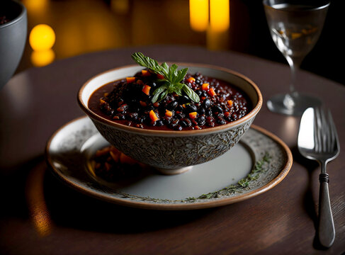 Quinoa And Black Bean Chili Created With Generative AI.