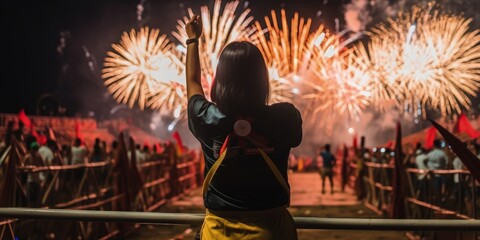 fireworks in the sky at festival celebration, generative ai