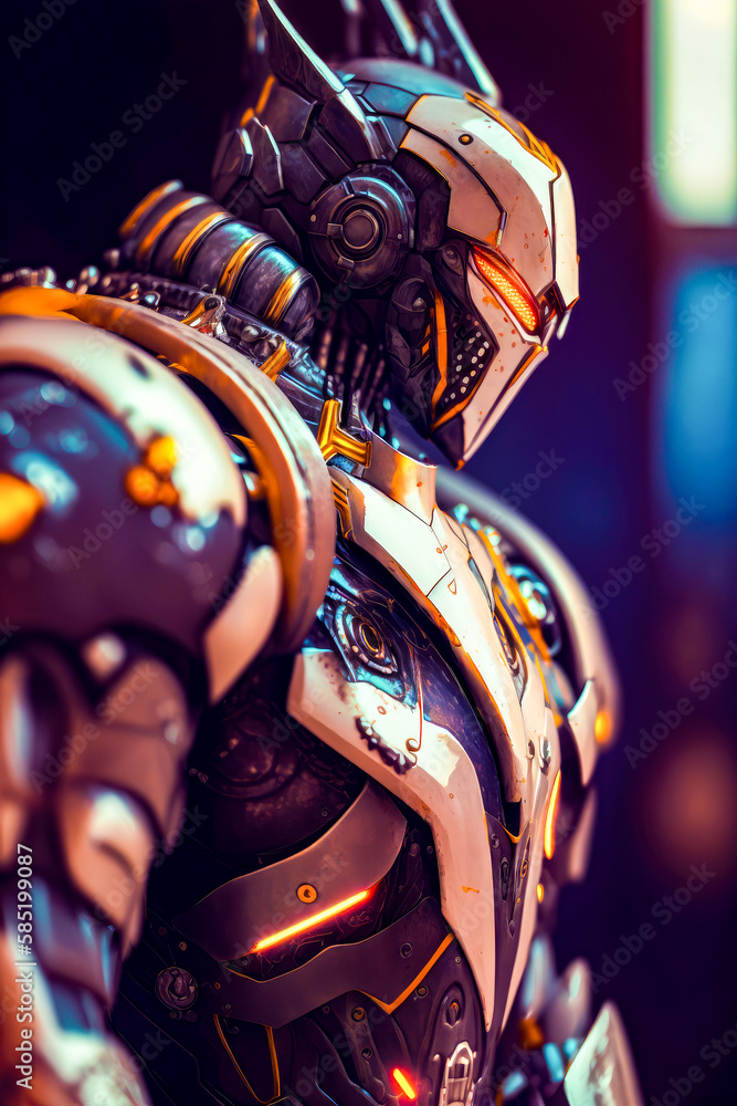 Aufkleber close up of robot in suit. generative ai.