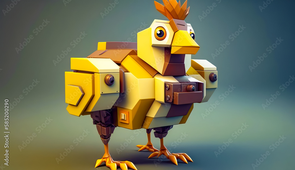 Aufkleber yellow bird with mohawk on its head. generative ai.