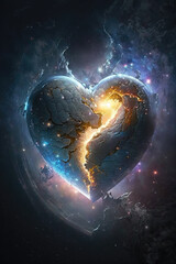 a beautiful fairytale inspired heart in space, epic scifi artwork, generative ai technology