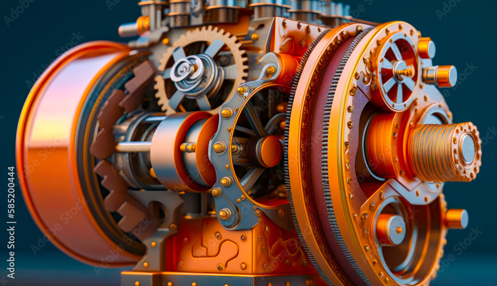 Aufkleber close up of mechanical device with gears. generative ai.