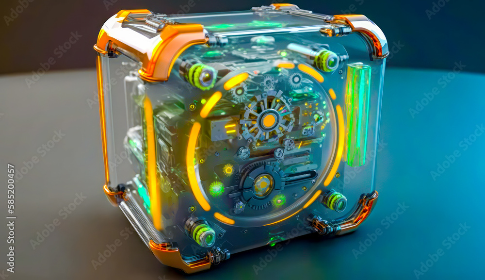Aufkleber 3d image of an electronic device on table. generative ai.