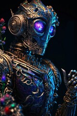 A fantasy robot with detailed armor, Generative AI illustrations