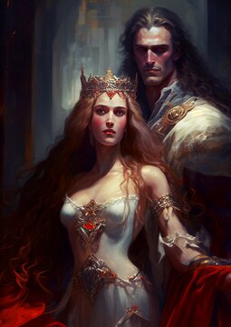 King and queen ancient times oil painting, Generative AI illustrations