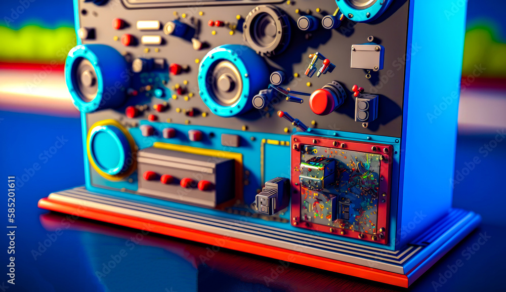 Poster close up of radio on table. generative ai.