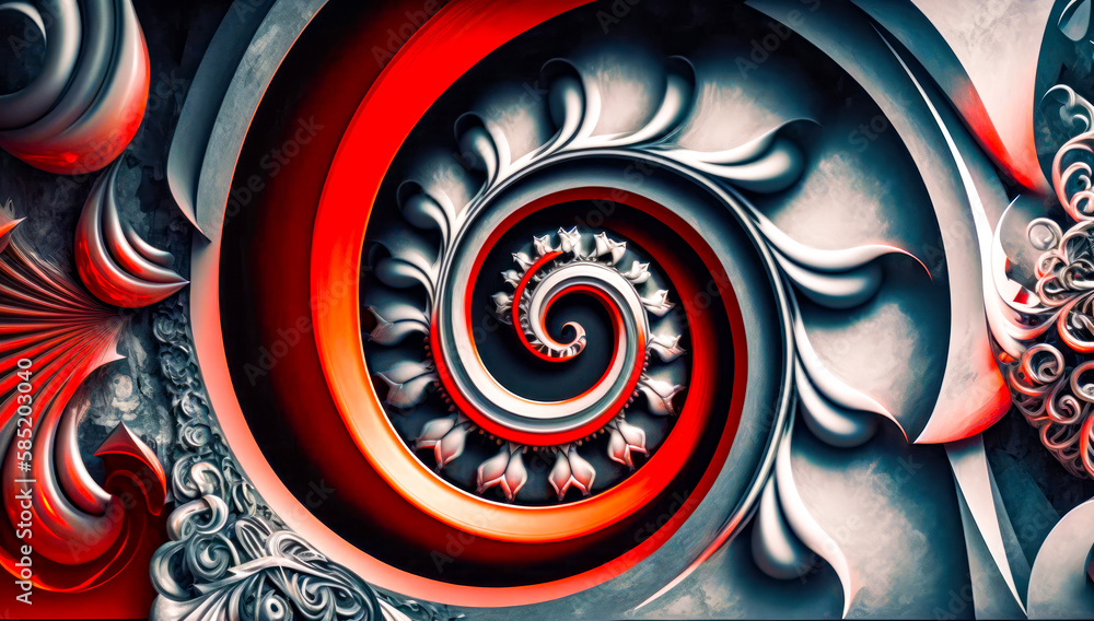 Poster computer generated image of spiral design. generative ai.