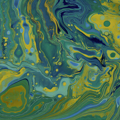 Abstract green, blue, fluidart background for original design. Generative AI