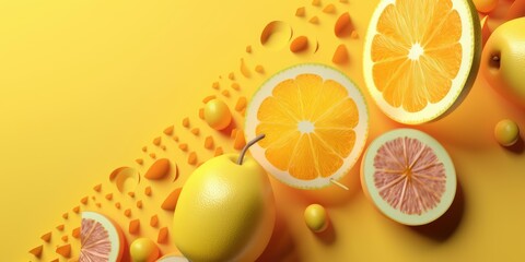 summer creative yellow banner or background, generative ai