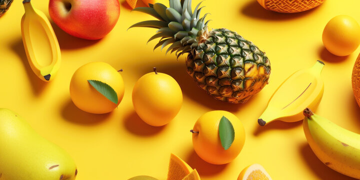 summer creative yellow banner or background, generative ai