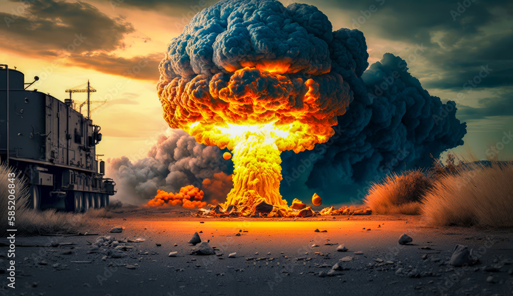 Aufkleber an image of large explosion in the air. generative ai.