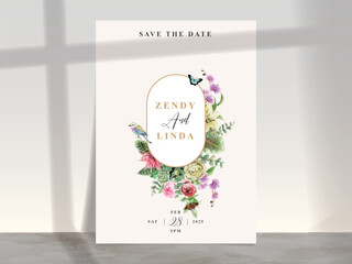 Naklejka na ściany i meble romantic floral wedding invitation card