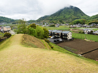 Scenic view from the top of Ohakayama Kofun, part of Arioka Kofun Cluster of ancient burial mounds...