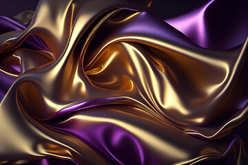 Fototapeta premium Abstract purple gold background of shining fabric. Generative AI