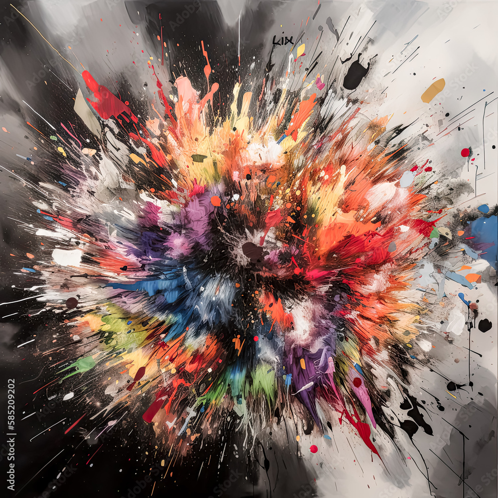 Aufkleber a mesmerizing array of colors and shapes bursts across the canvas, a unique artwork created by gener
