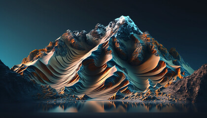 Fototapeta premium The Tide Breaking on the Mountain.Generative AI.