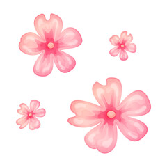 Fototapeta na wymiar Spring sakura cherry blooming flowers bouquet in cartoon style. Vector illustration isolated on white background.