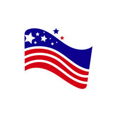 American flag on a white background.Vector illustration.