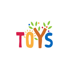 The inscription "Toys" with the tree of  letter "Y".Vector illustration