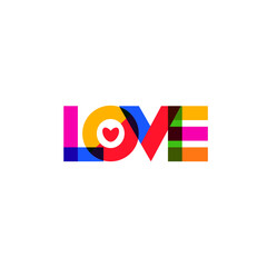 The inscription "LOVE" of color letters.Vector illustration