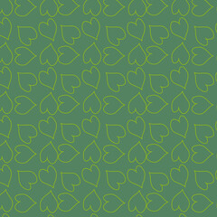 seamless pattern with leaves, hearts, unusual elements, ornament, print for wallpapers, clothes, bed linen, curtains, postcards, textiles, gift wrapping
