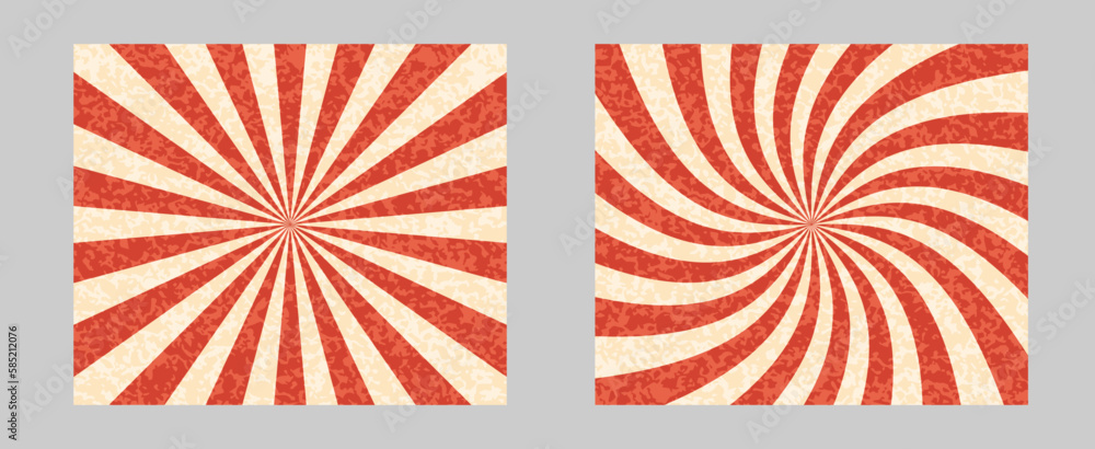 Aufkleber Retro backgrounds set with stripes, sun rays pattern abstract design. Summer background vector 