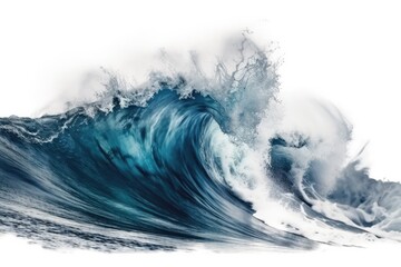 Sea waves rolling up in ocean, fresh and spray, white background with copyspace, generative ai - obrazy, fototapety, plakaty