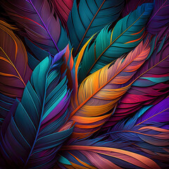 Nice background of colored feathers, Generative AI technology