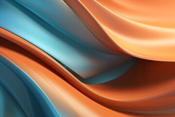 soft Wavy dreamy orange and blue Metallic 3D Background - Generative AI