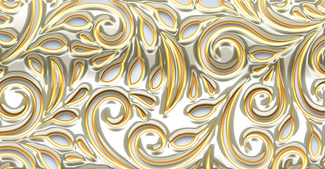 Metal and Golden 3D leaf Pattern 