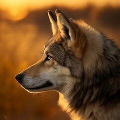 Obraz premium wolf in golden hour- Wild photography