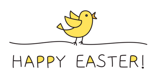 Doodle Easter chick line art banner, black scribble style hand drawn with thin line, divider shape. Png isolated on transparent background