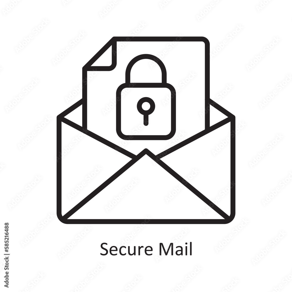 Poster secure mail vector outline icon design illustration. data symbol on white background eps 10 file