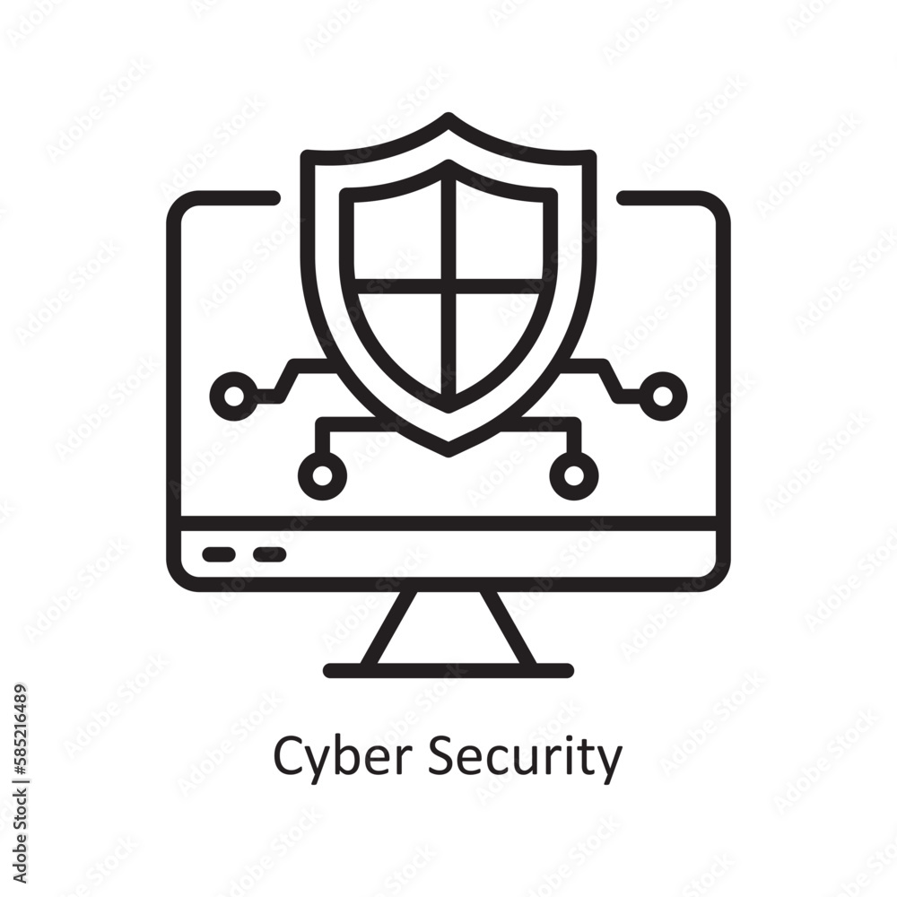 Poster cyber security vector outline icon design illustration. data symbol on white background eps 10 file