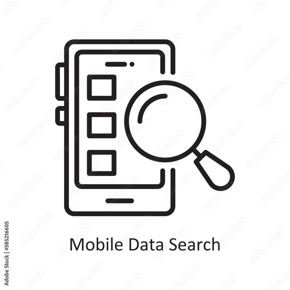 Poster mobile data search vector outline icon design illustration. data symbol on white background eps 10 f