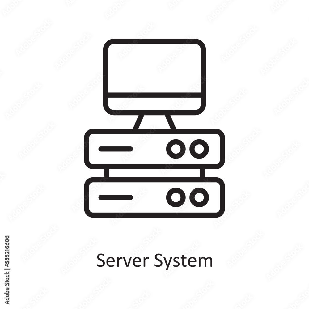 Poster server system vector outline icon design illustration. data symbol on white background eps 10 file