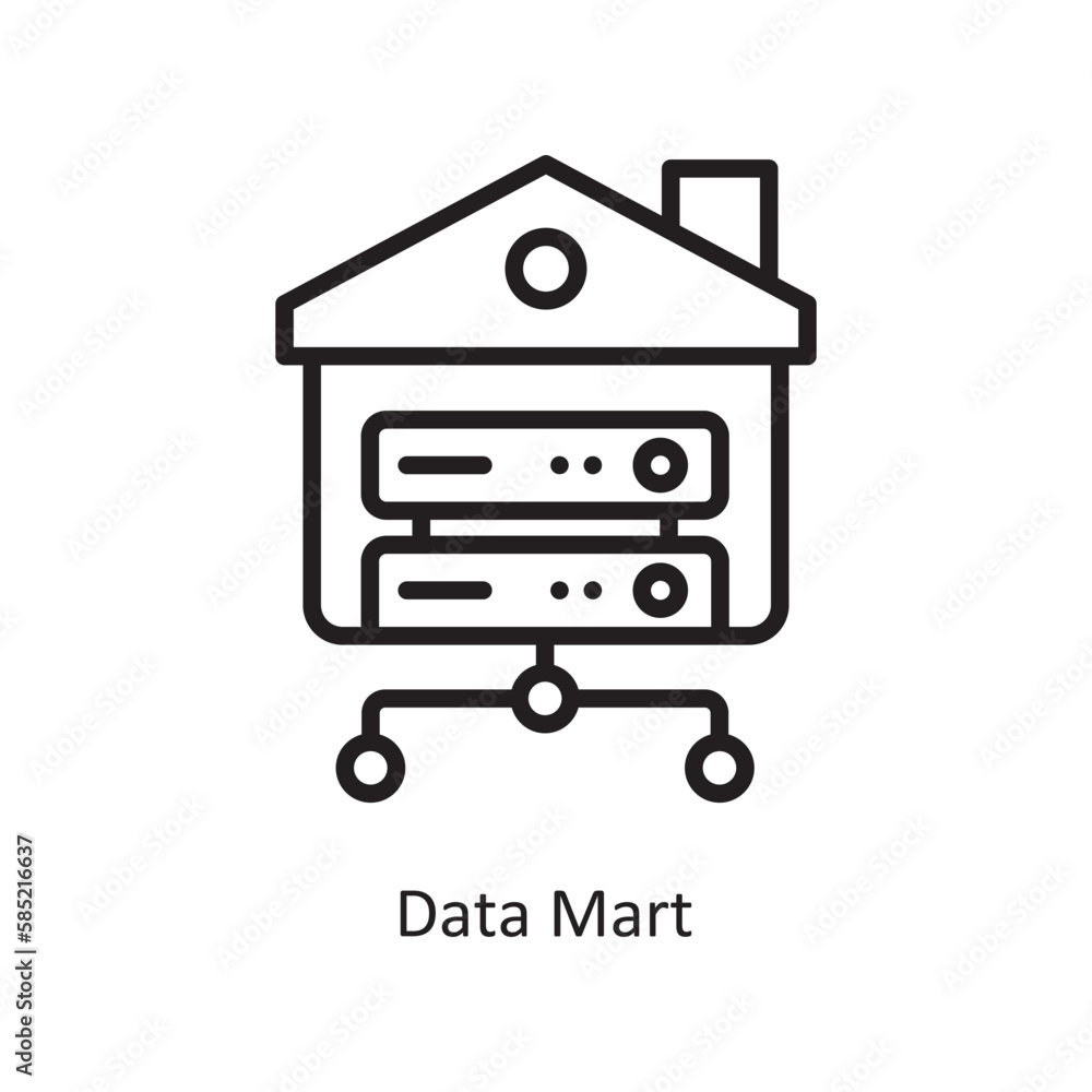 Poster data mart vector outline icon design illustration. data symbol on white background eps 10 file