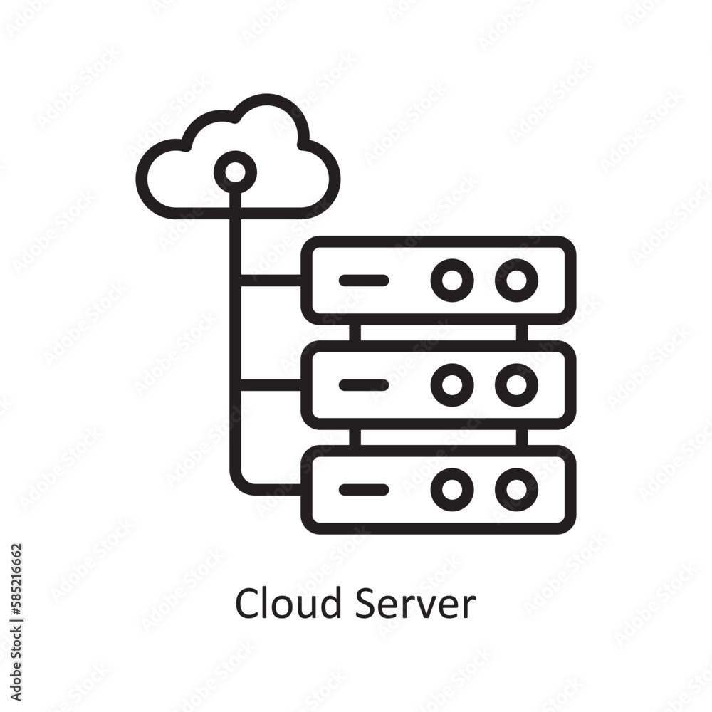 Poster cloud server vector outline icon design illustration. data symbol on white background eps 10 file